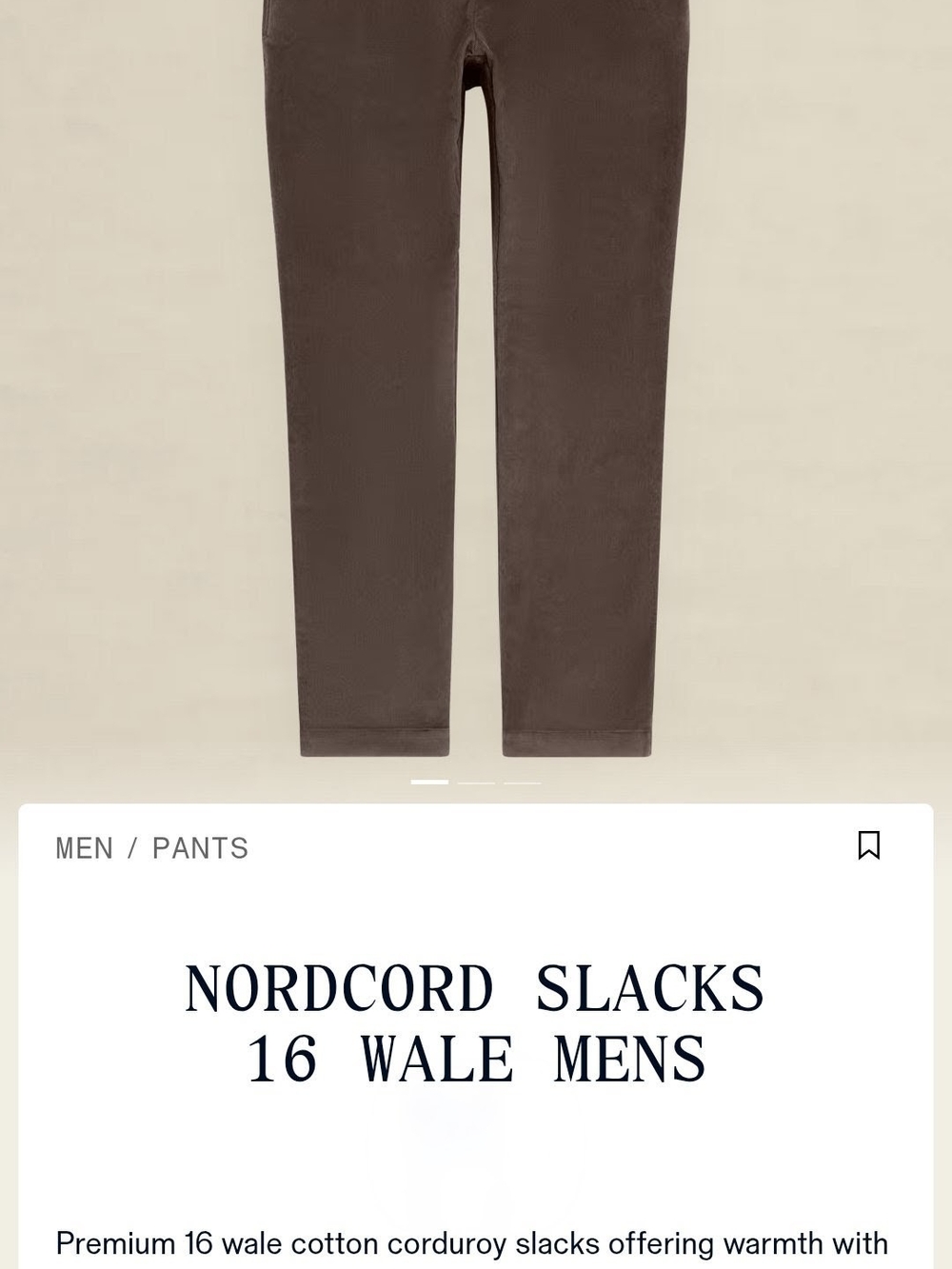 Amundsen Men's Brown Corduroy Slacks - 16 Wale